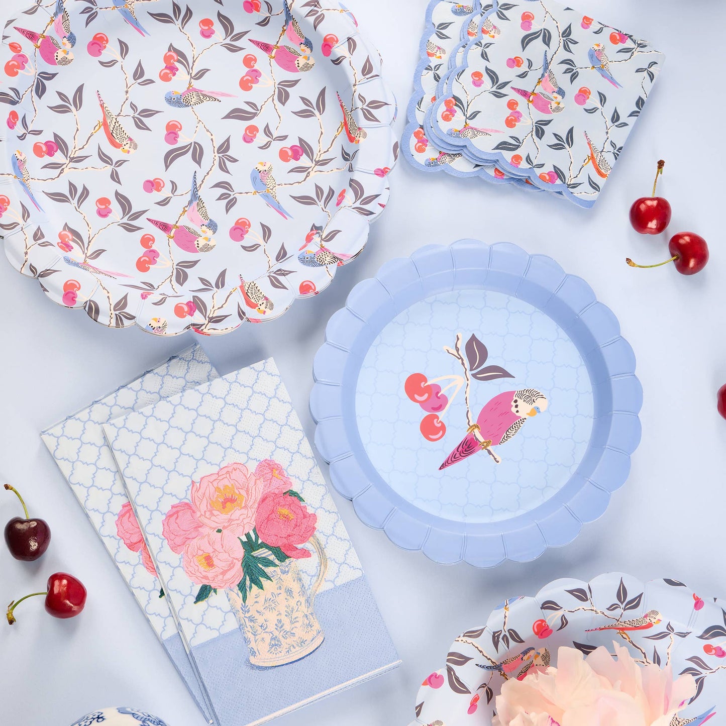 Birds in the Cherry Tree Scalloped Dessert Plates