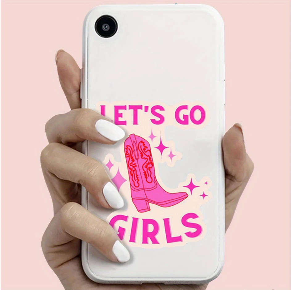inviting affairs paperie - Let’s Go Girls Cowgirl Boot Sticker – Pink Western Sticker