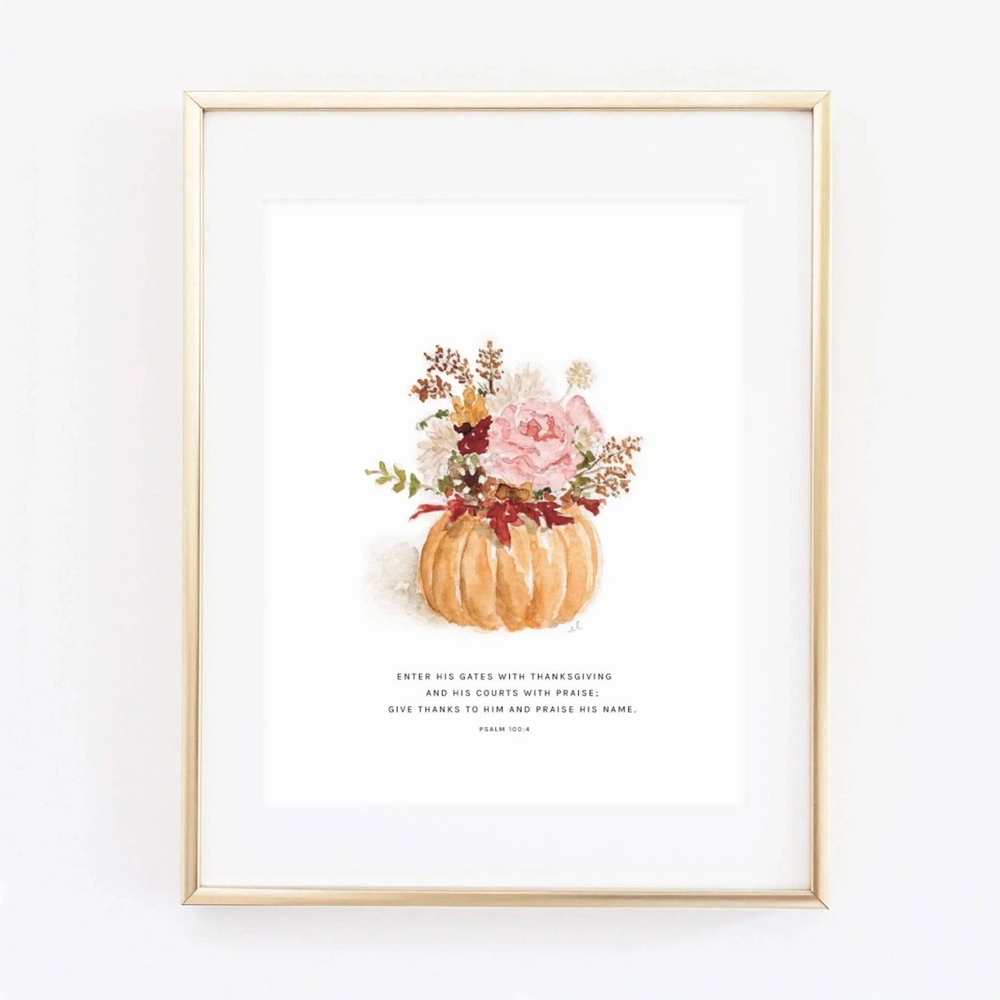 Psalm 100:4 pumpkin bouquet scripture print