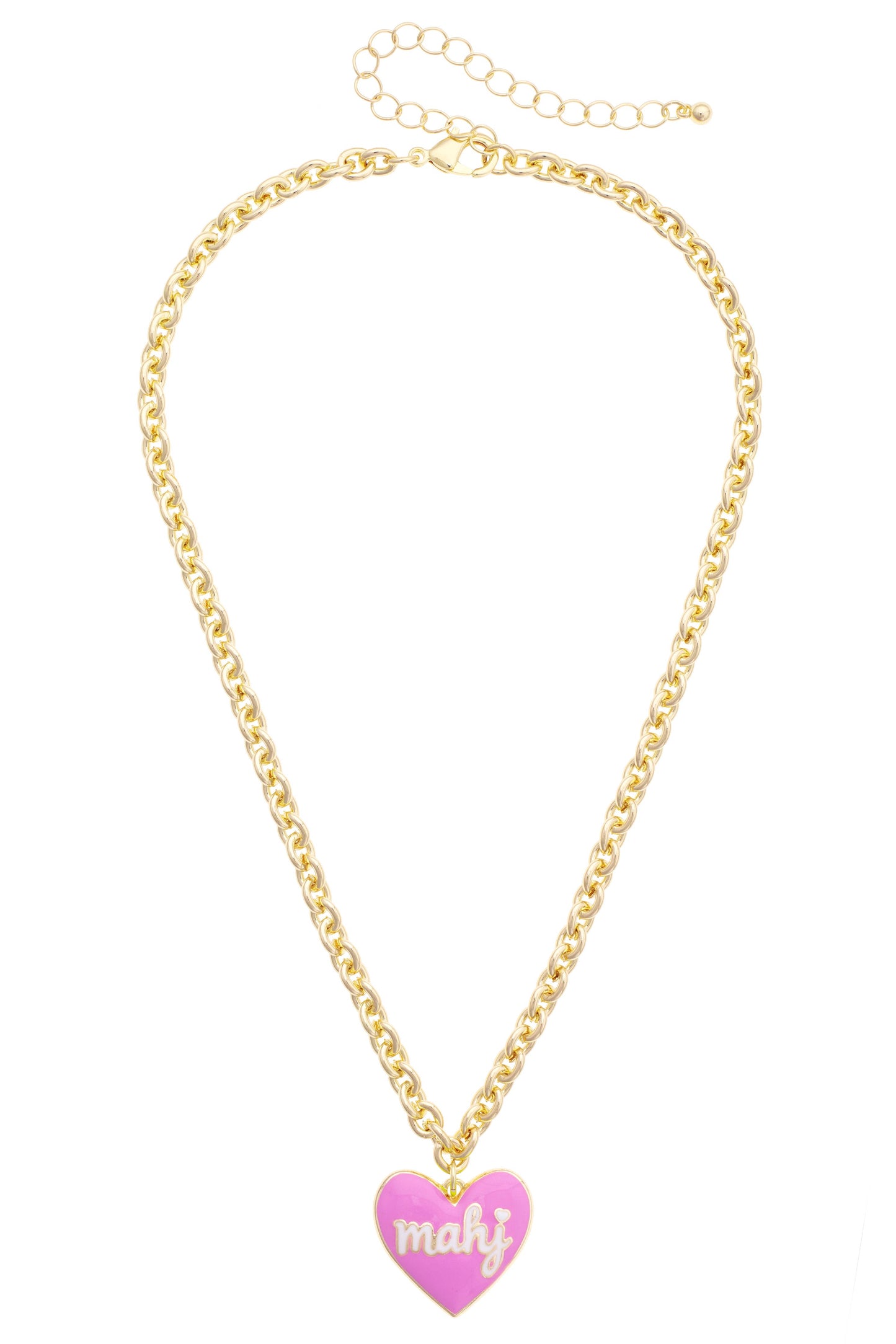 Mahj Enamel Heart Necklace in Lilac