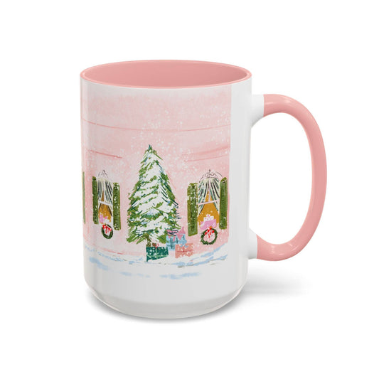 PINK CHRISTMAS TREE WINDOW MUG- CHRISTMAS WINDOW