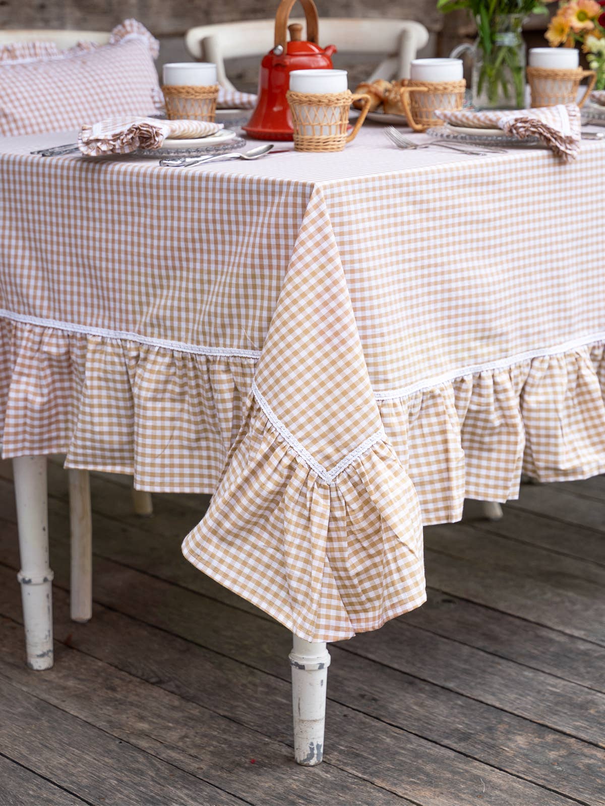 Cottage Gingham Tablecloth - Straw