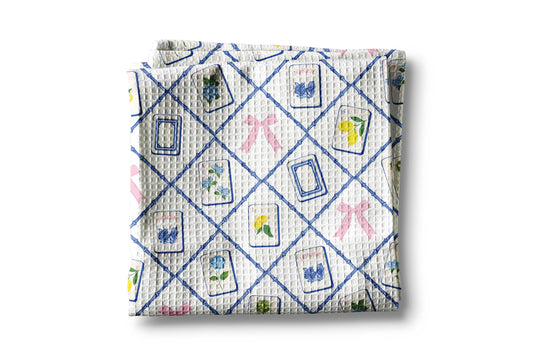 Mahjong Hydrangea Kitchen Towel Mahj Tile Decor Hostess Gift