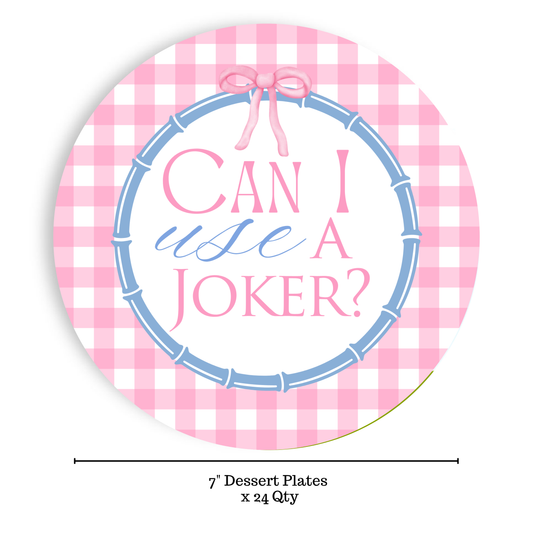 Mahjong Gingham 24ct 7in "Can I Use a Joker" Paper Plates