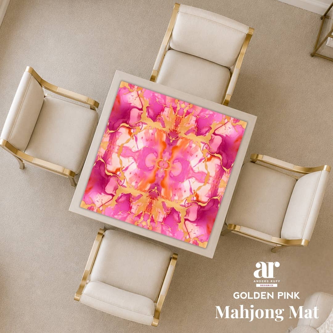 Golden Pink Mahjong Mat | The Grand Marble Collection