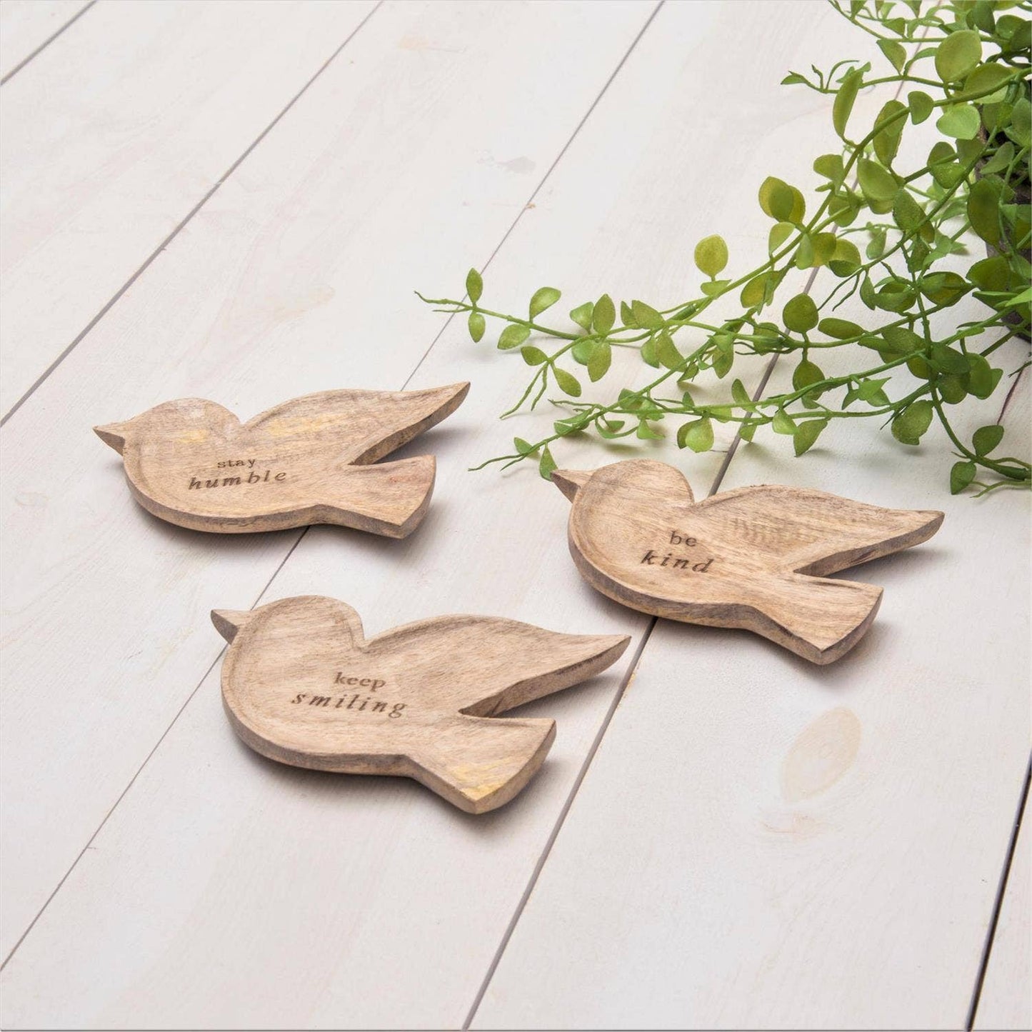 Mango Wood Bird Inspirational Trinket Trays (Pk/3 Ast)| SALE