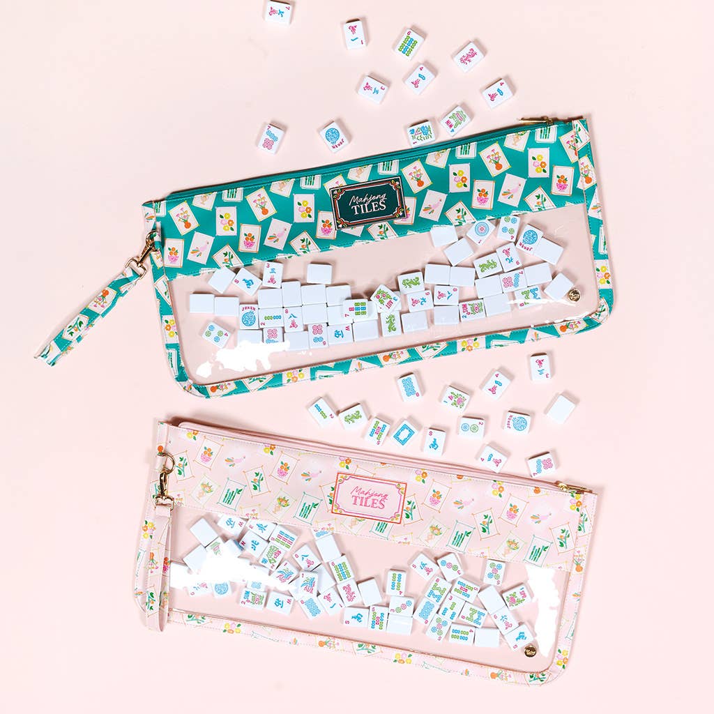 Mahjong Tile Keeper Pouch–It's Mahj Time Pink