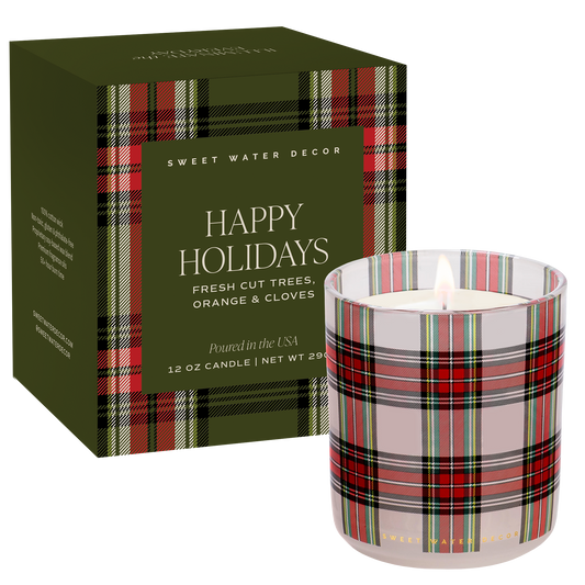 Sweet Water Decor - *NEW* Happy Holidays 12 oz Boxed Soy Candle - Gifts