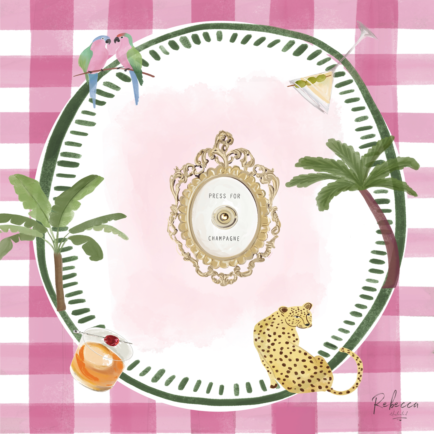 PINK GINGHAM-MAHJONG MAT (PREORDER)