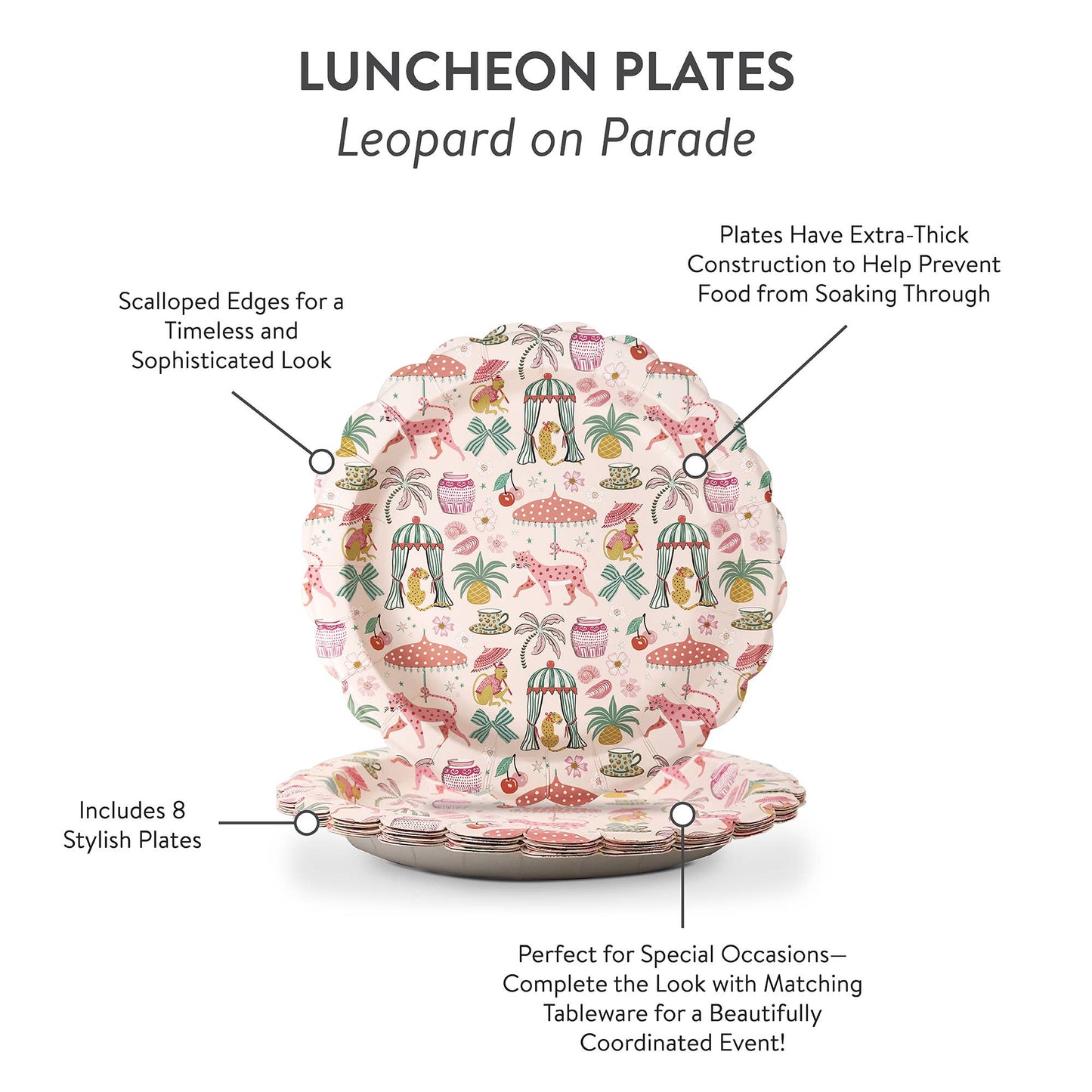 Leopard on Parade Scalloped Lunch Plates