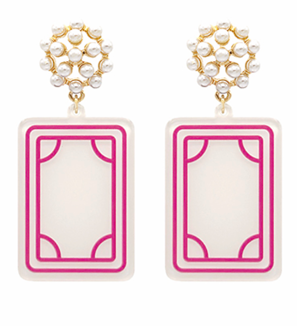 Mahjong Earrings - Soaps/White Dragon