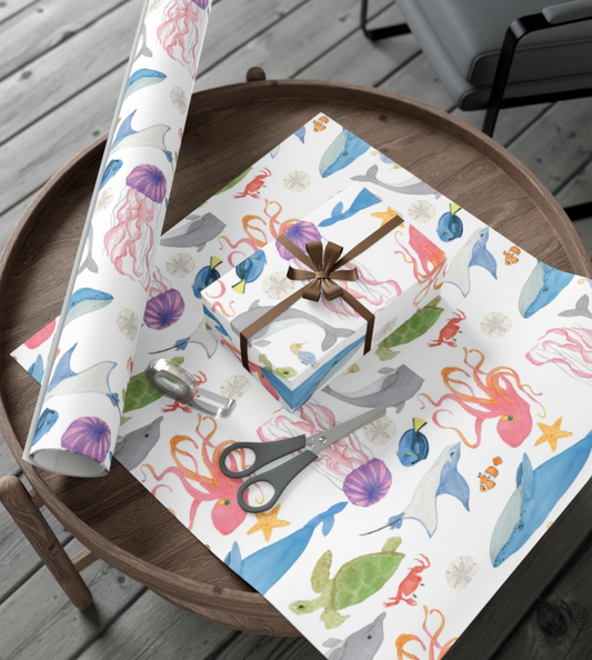 Watercolor Sea Animals Gift Wrap