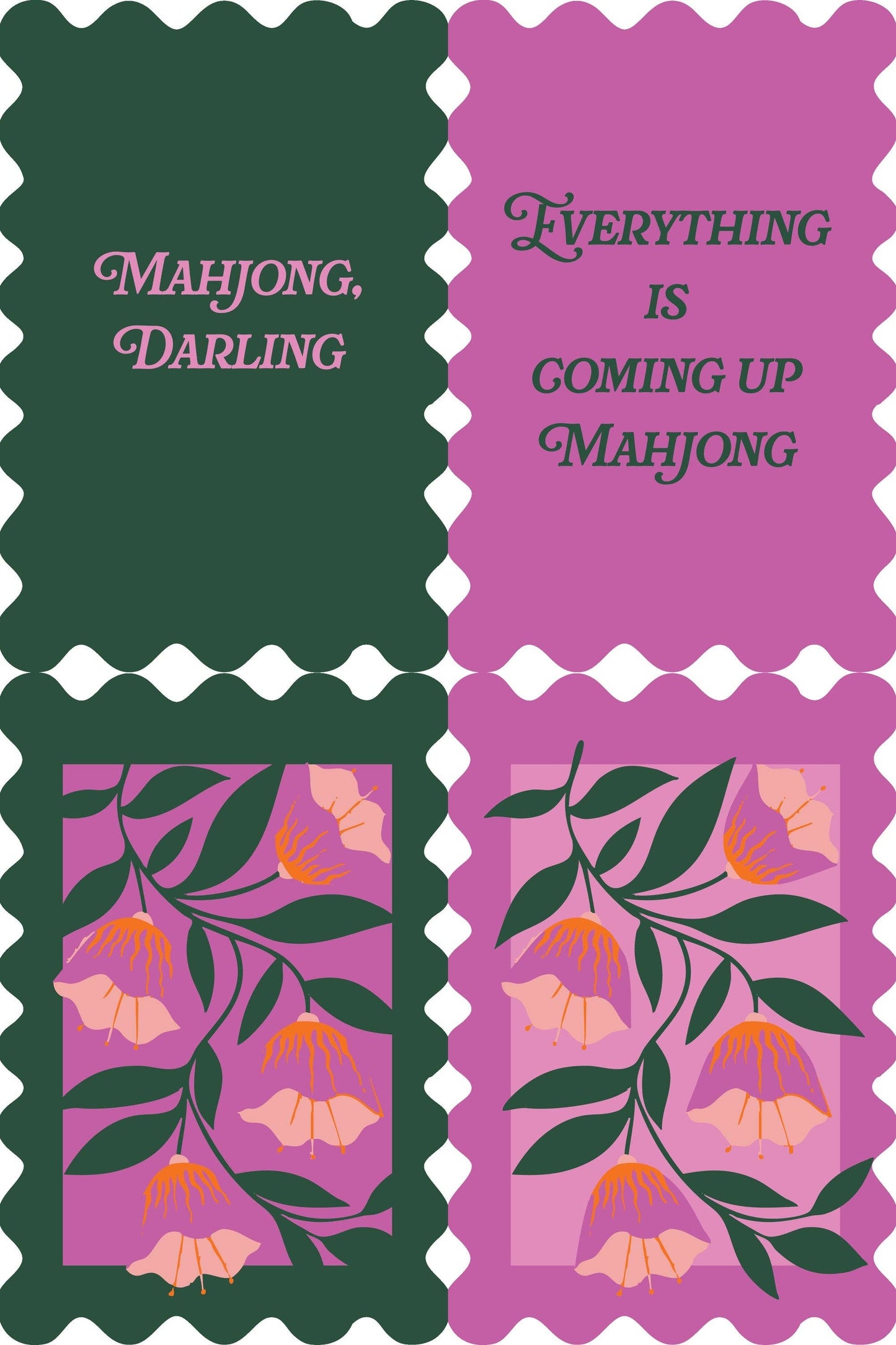 Pink Floral Mahjong Shufflers Set of 2