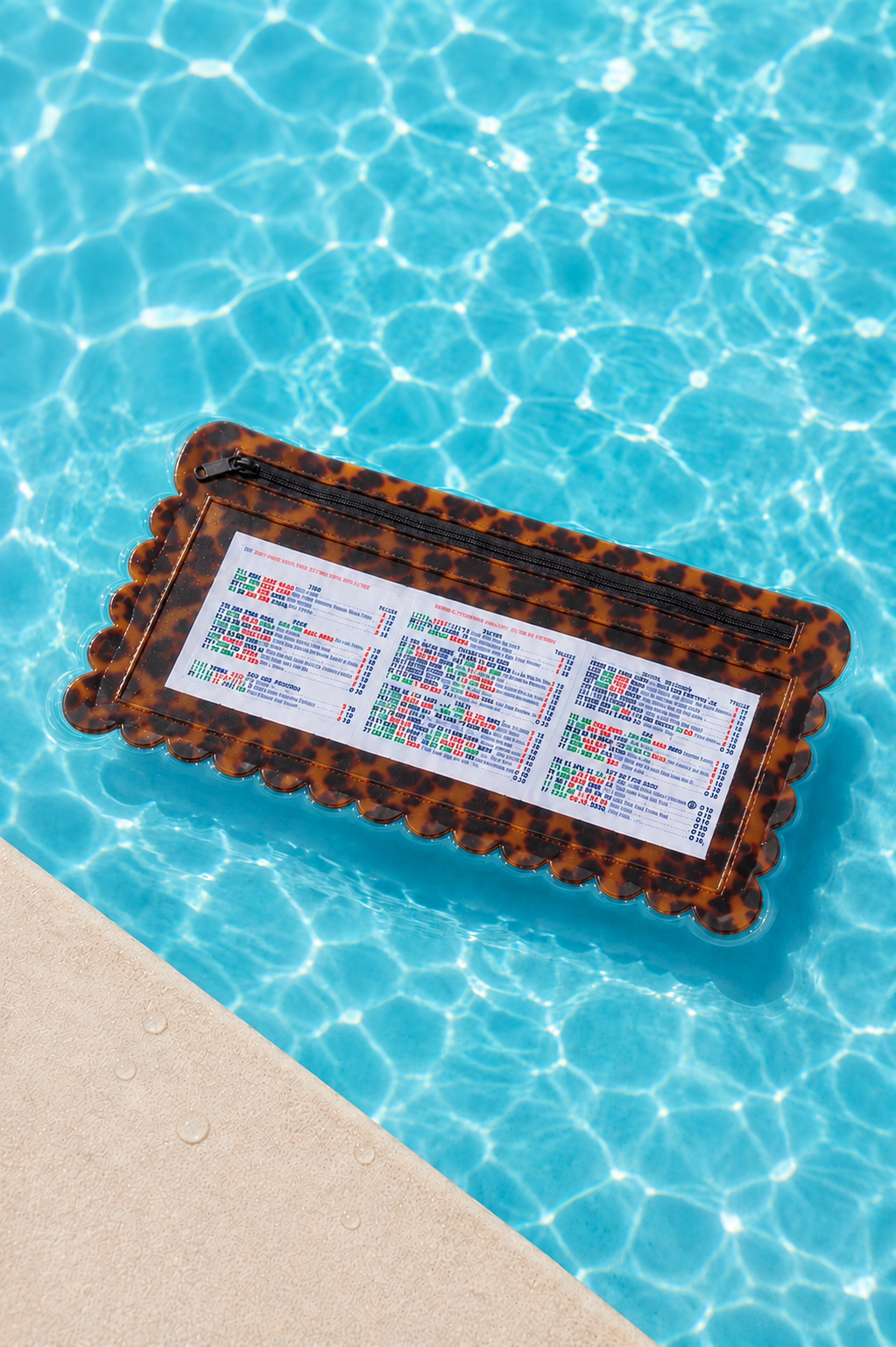 Splash-Proof Mahjong Card Holder for Pool Mahjong - Tortoise Scallops LARGE SIZE