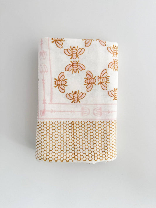 Table Throw - Honeybee - Rose & Mustard