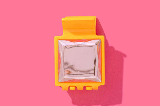 Claw Hair Clip - Sm - Orange w/ Pink Square Stone