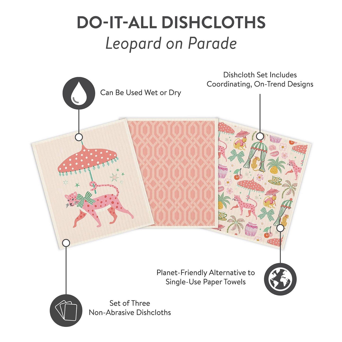 Leopard on Parade Do-It-All Dishcloths