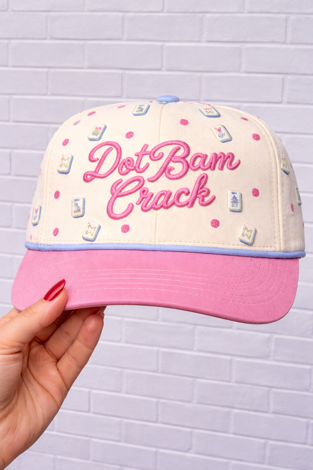 Dot Bam Crack Mahjong Pink Tile Hat