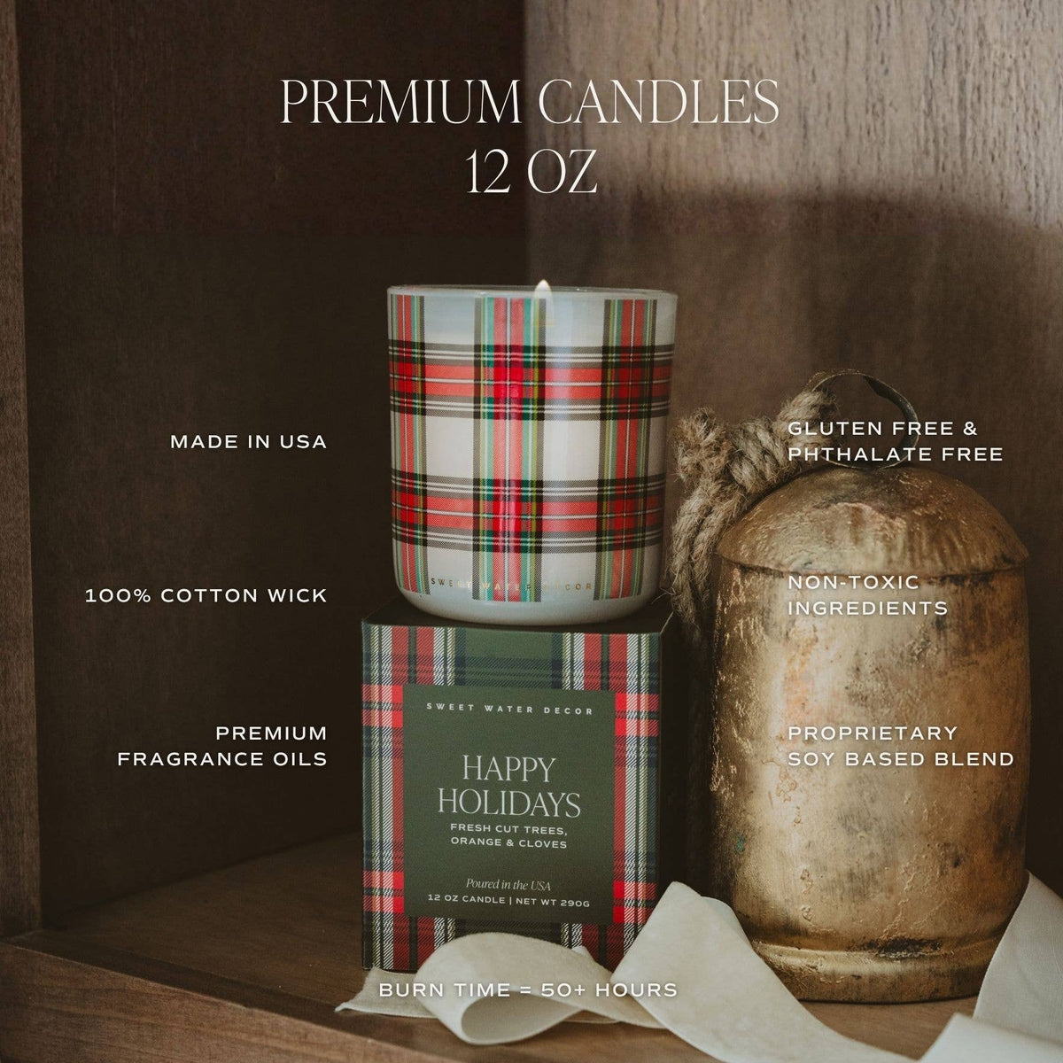 Sweet Water Decor - *NEW* Happy Holidays 12 oz Boxed Soy Candle - Gifts