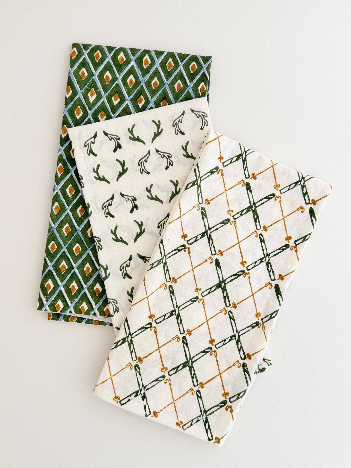 Tea Towel (Ivory) - Antlers, Sage