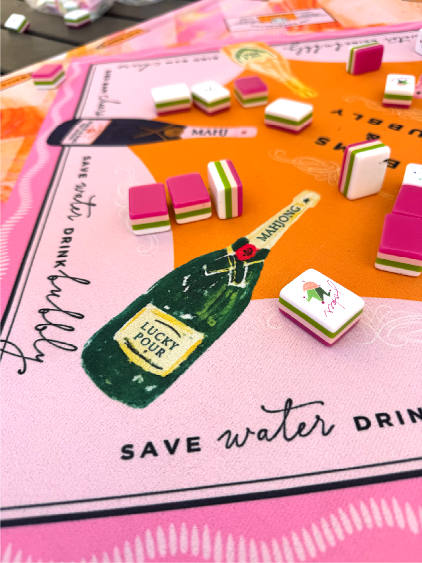 Bams & Bubbly Mahjong Mat | The Champagne & Mahj Travel Size