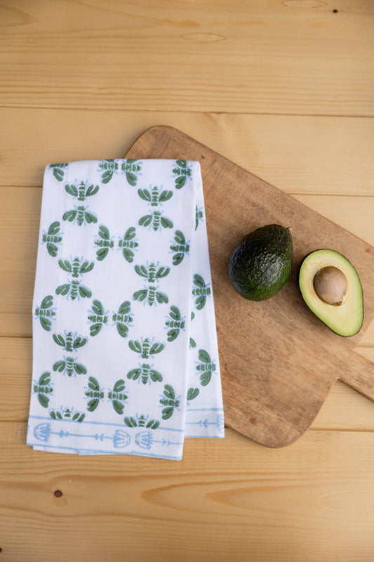 Tea Towel - Honeybees - Sage