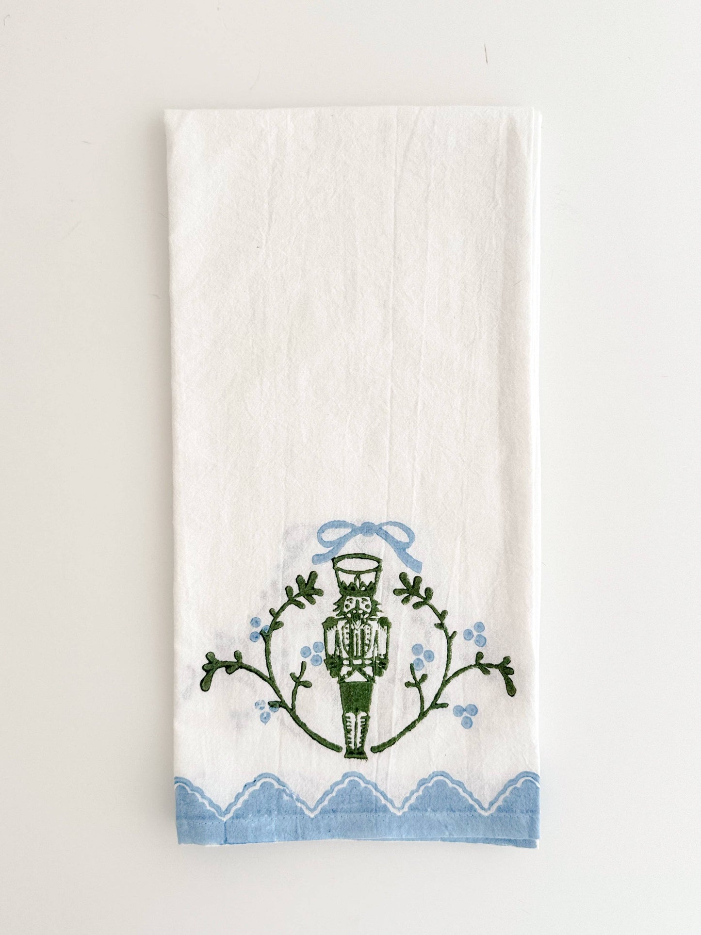 Tea Towel - Nutcracker Motif, Sage & Uniform Blue