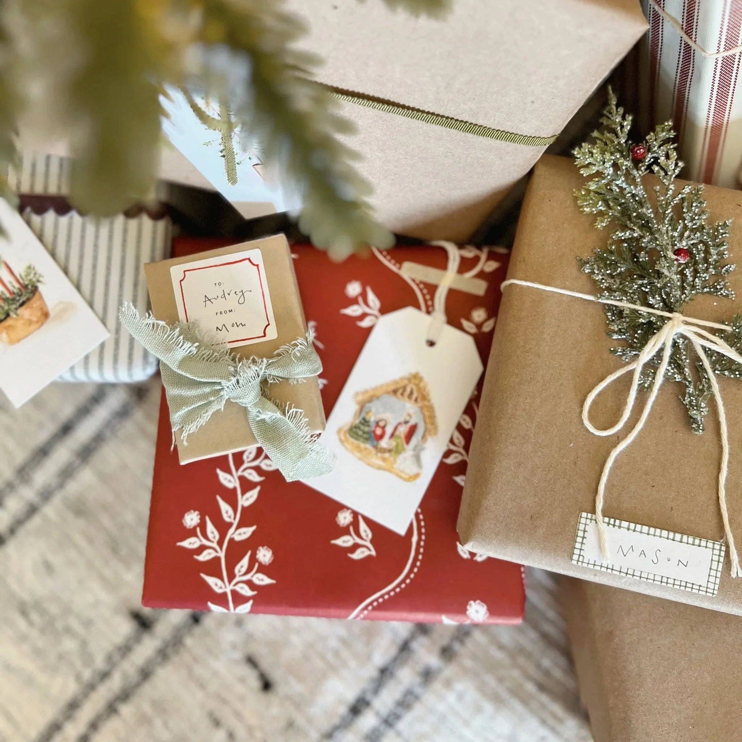 Christmas gift tag label sticker sheets