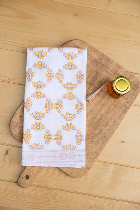 Tea Towel - Honeybees - Rose