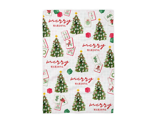 Mahjong Christmas Kitchen Towel Mahj Tile Game Decor Hostess