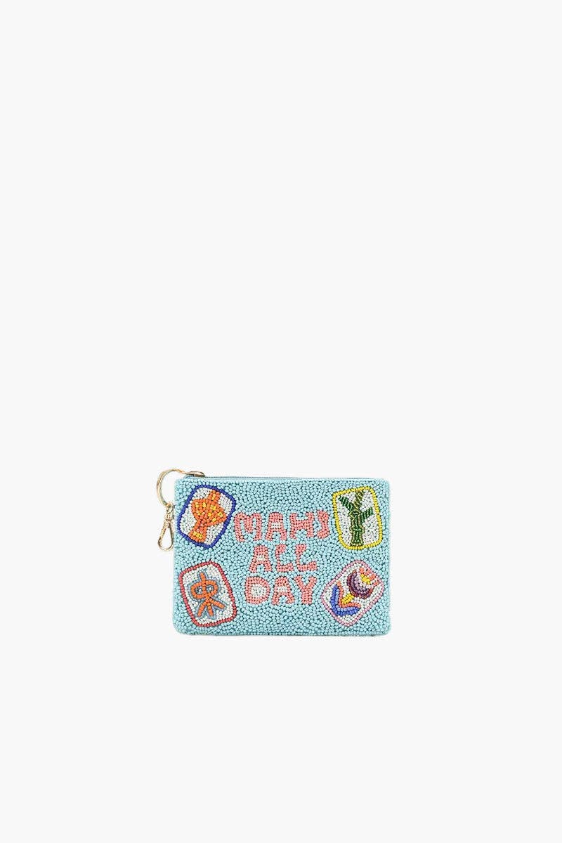 Mahj all day Beaded Coin Pouch