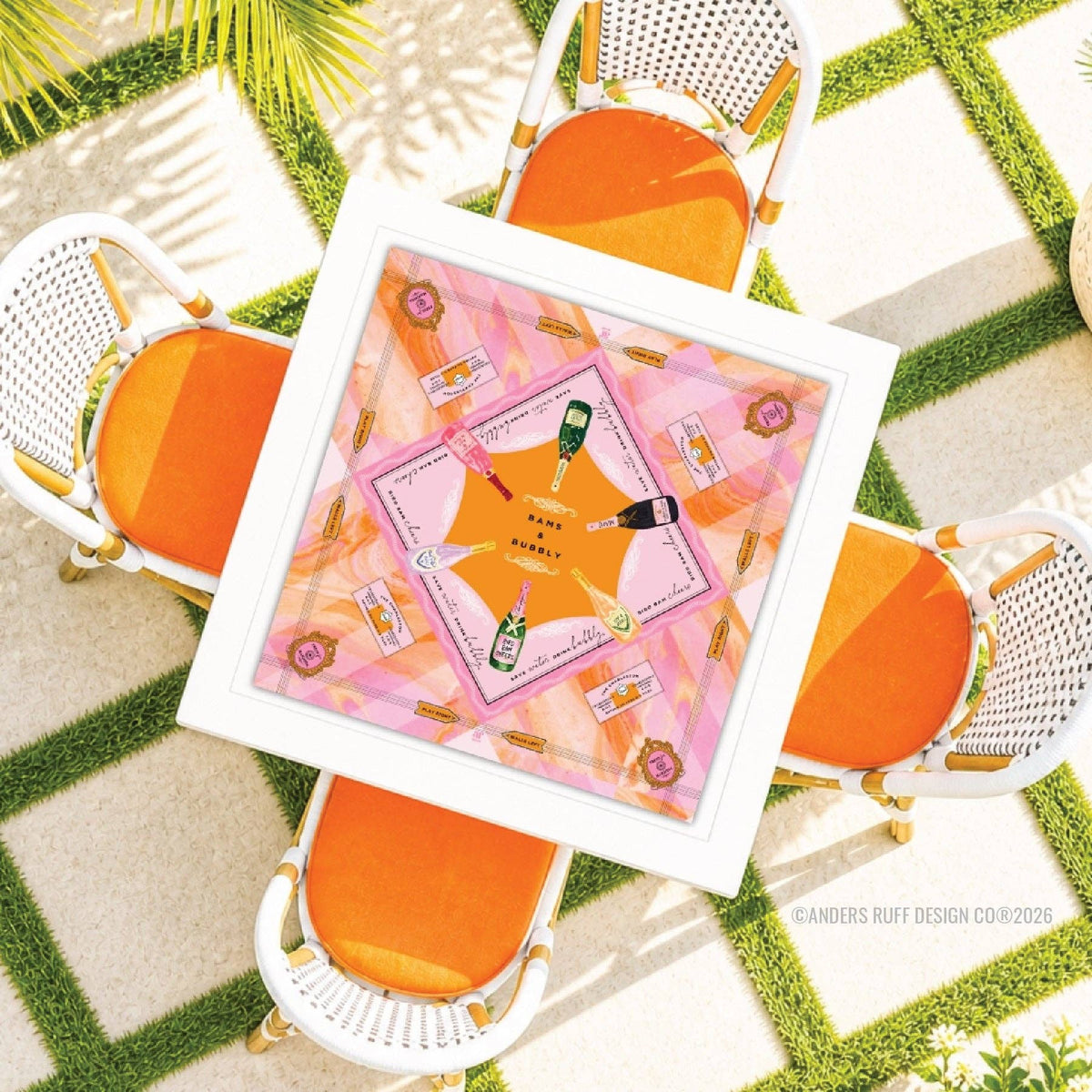 Anders Ruff Design Co. - Bams & Bubbly Mahjong Mat: 33" x 33" Neoprene