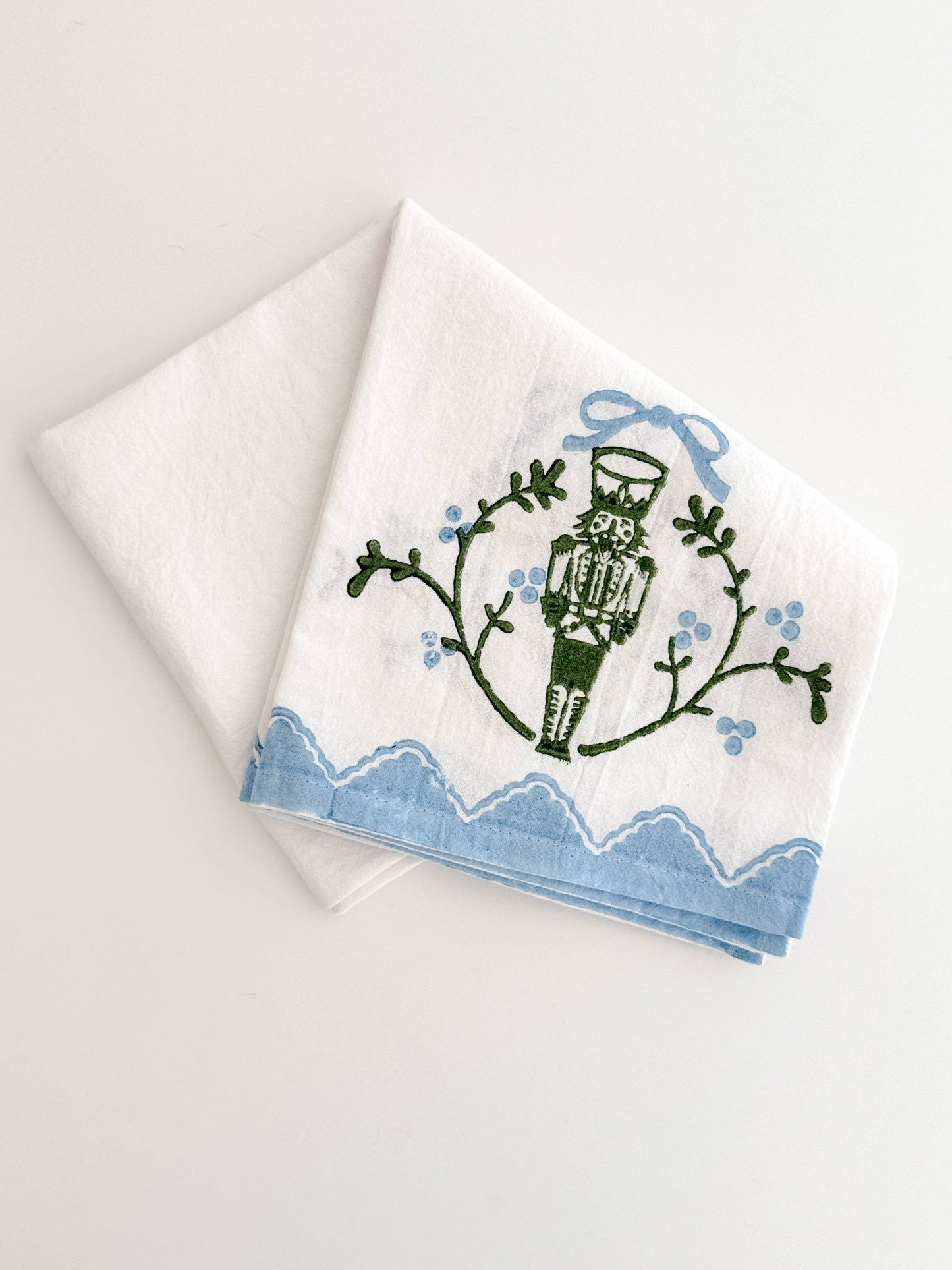 Tea Towel - Nutcracker Motif, Sage & Uniform Blue