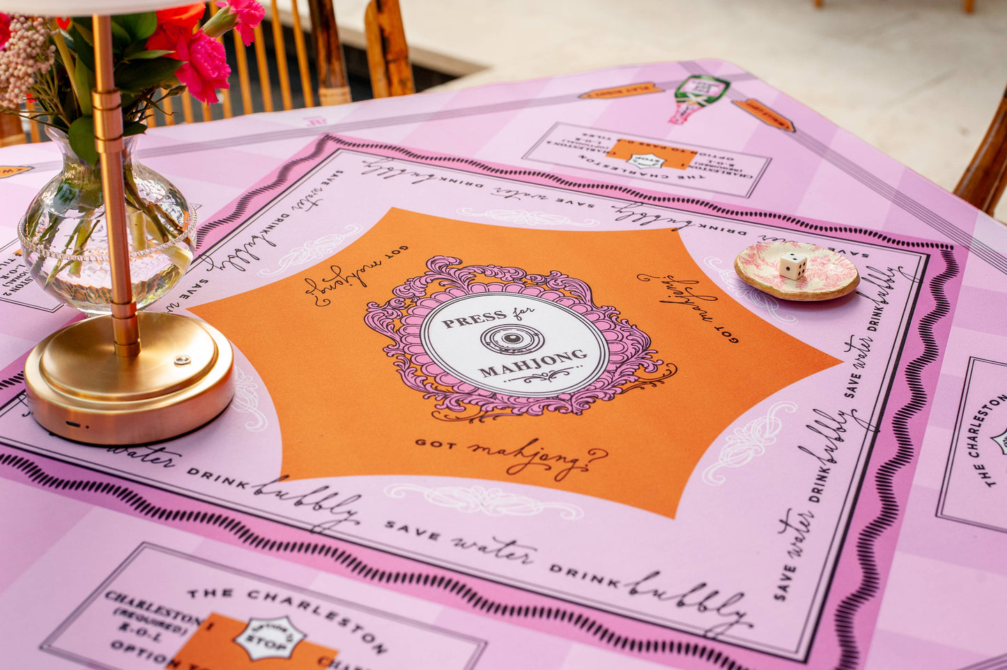 'Press for Mahjong' Mat | Champagne & Mahj Collection Travel