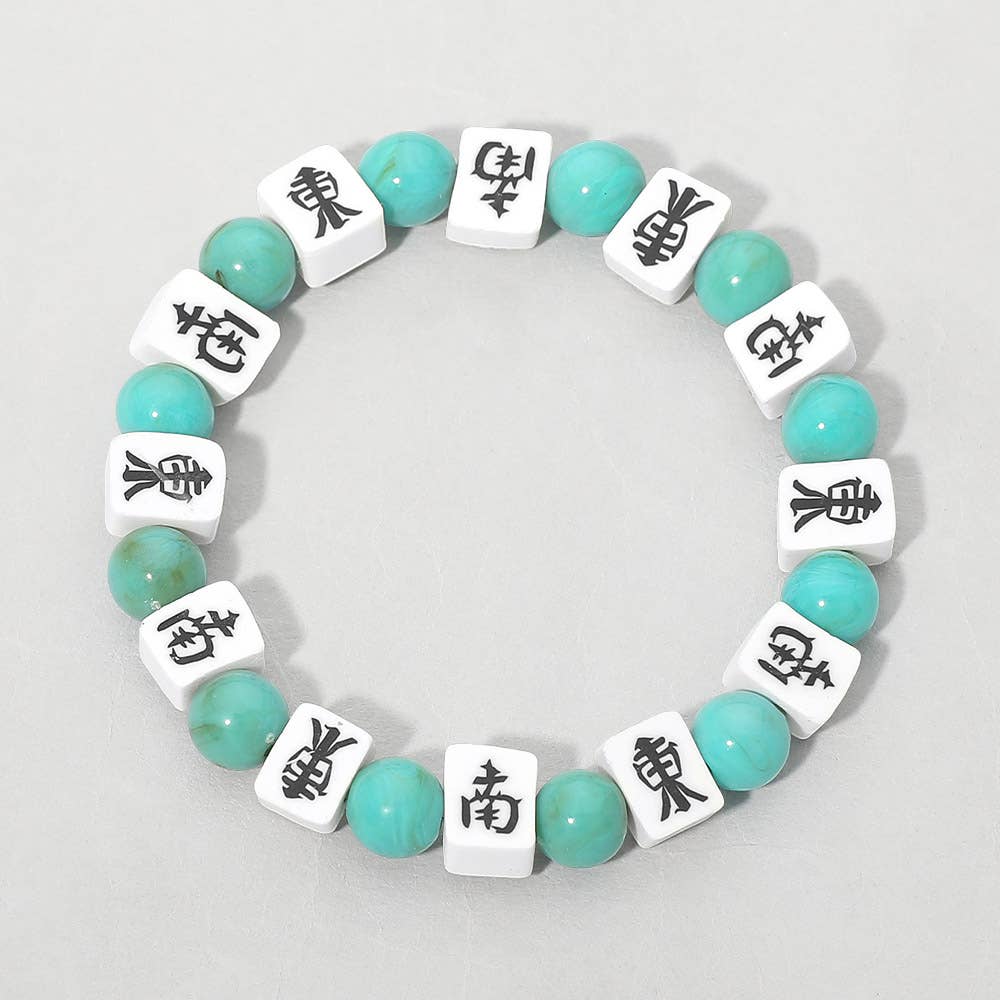 Mahjong Tile Beaded Stretch Bracelet