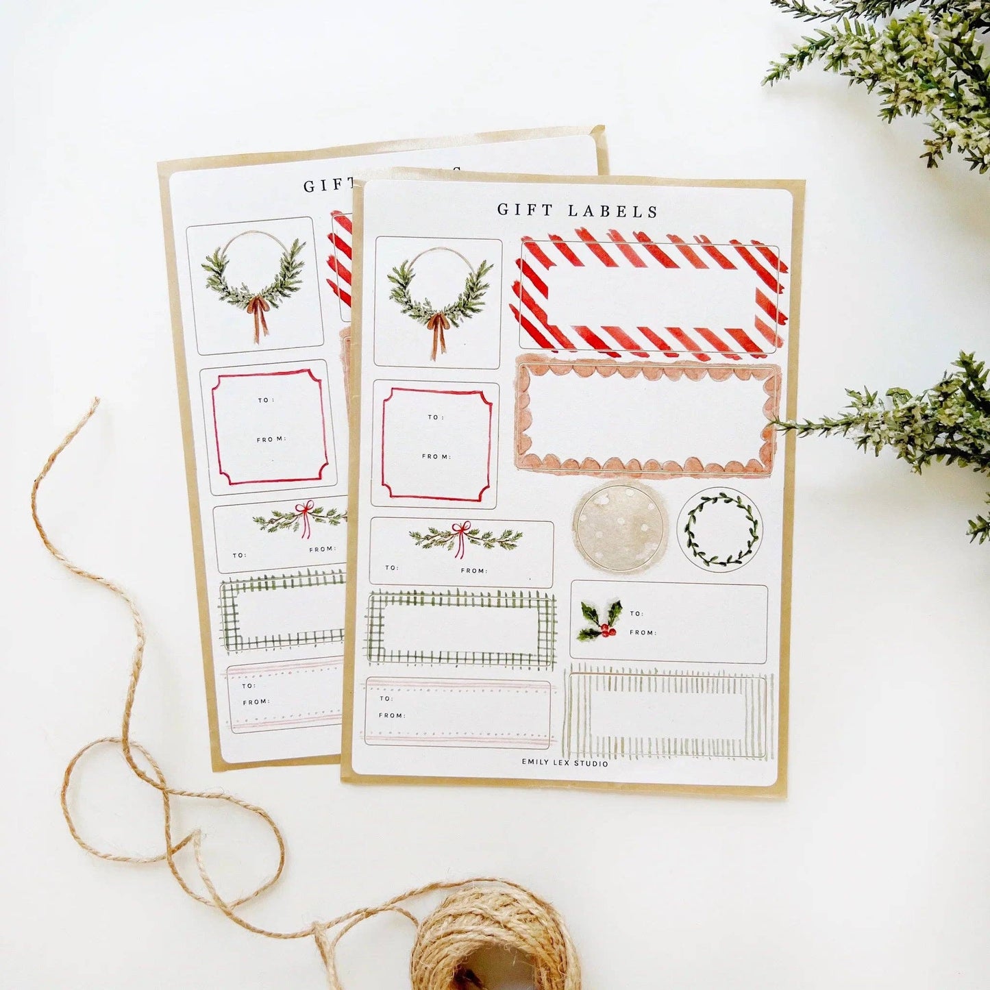 Christmas gift tag label sticker sheets