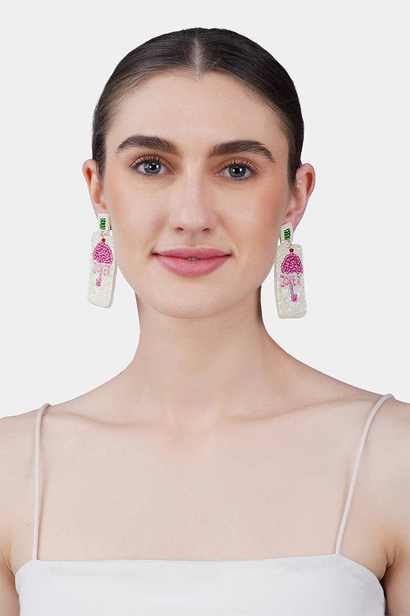 Mahjong Umbrella Beaded Earrings