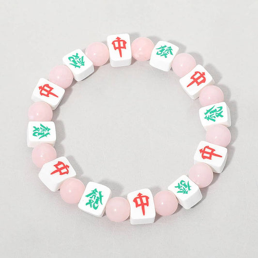 Mahjong Tile Beaded Stretch Bracelet