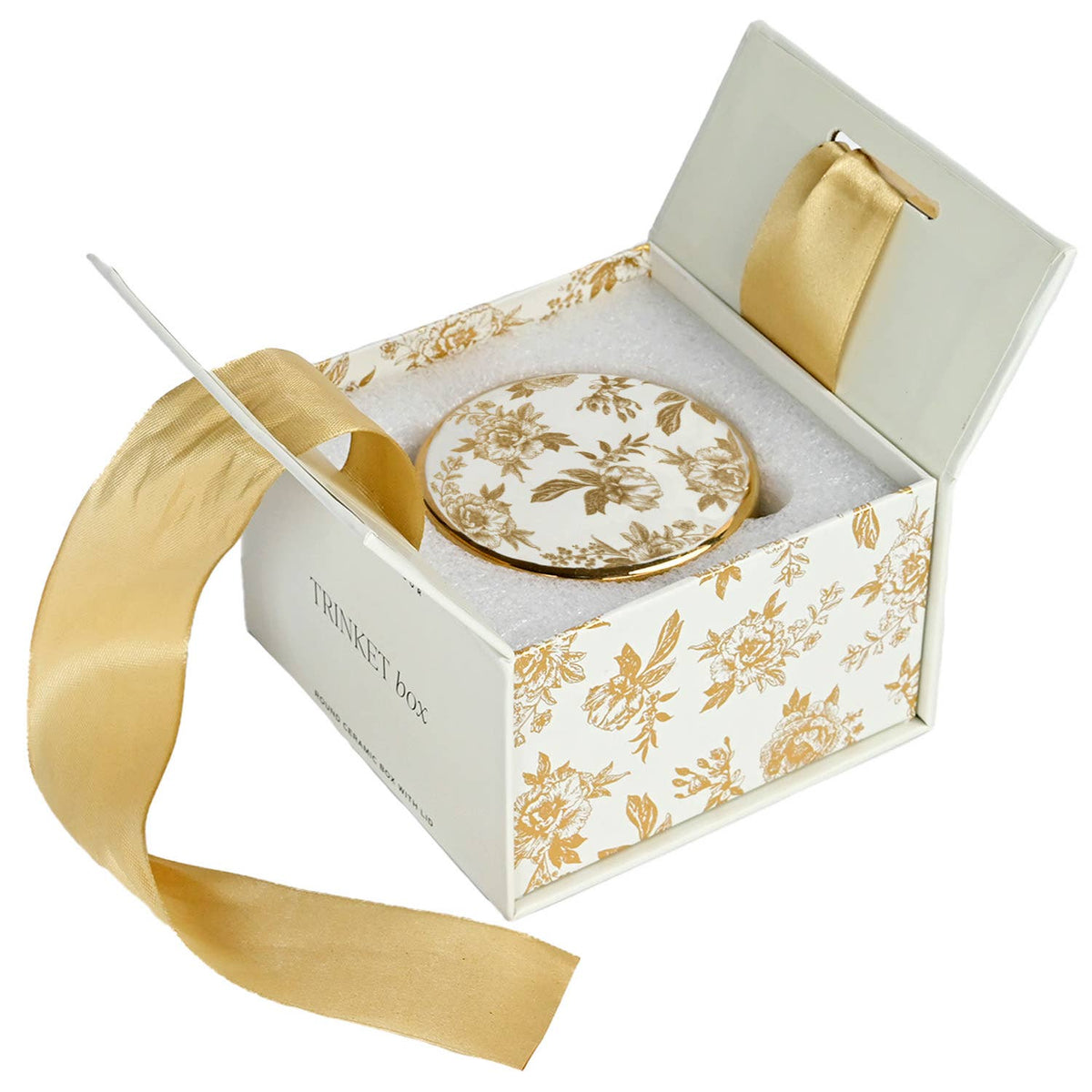 Sweet Water Decor - Gold Delft Trinket Dish with Lid - Home Decor & Gifts