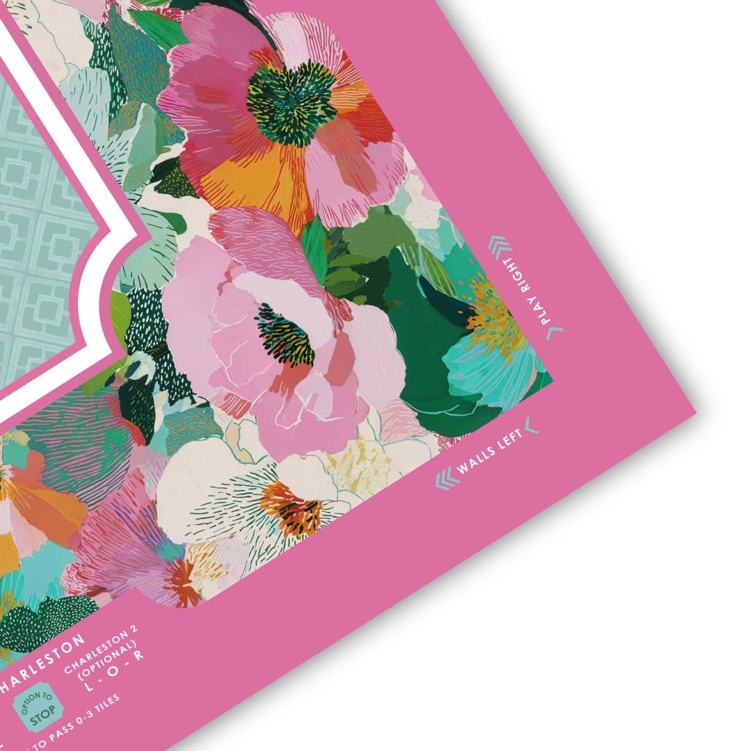 Anders Ruff Flora Belle Mahjong Mat | Pink & Aqua Floral