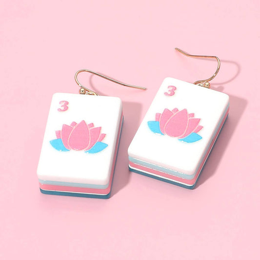 Mahjong Tile Drop Earrings