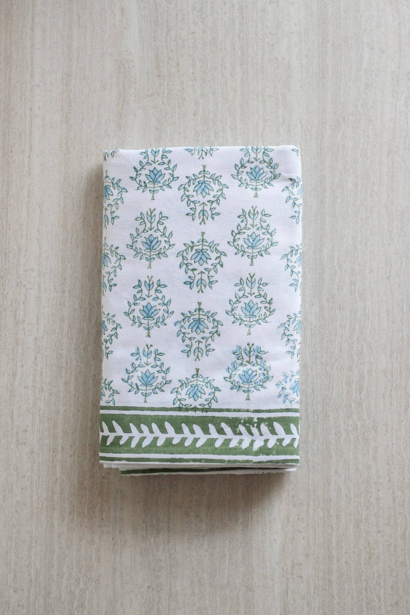 Table Throw - Lotus, Sage & Uniform Blue with Sage Boarder