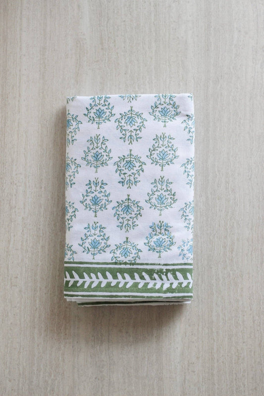 Table Throw - Lotus, Sage & Uniform Blue with Sage Boarder