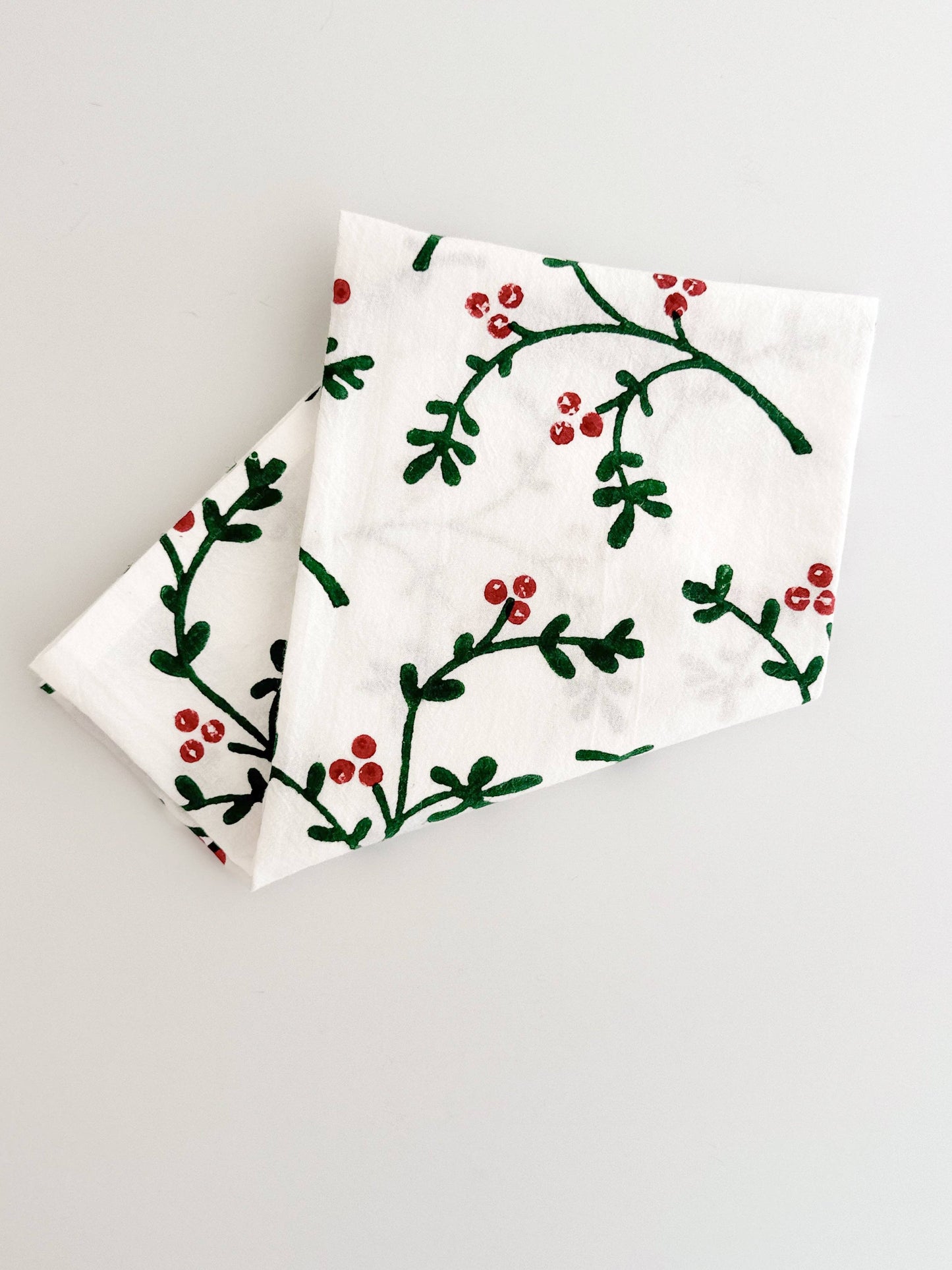 Tea Towel - Winterberry, Evergreen & Red