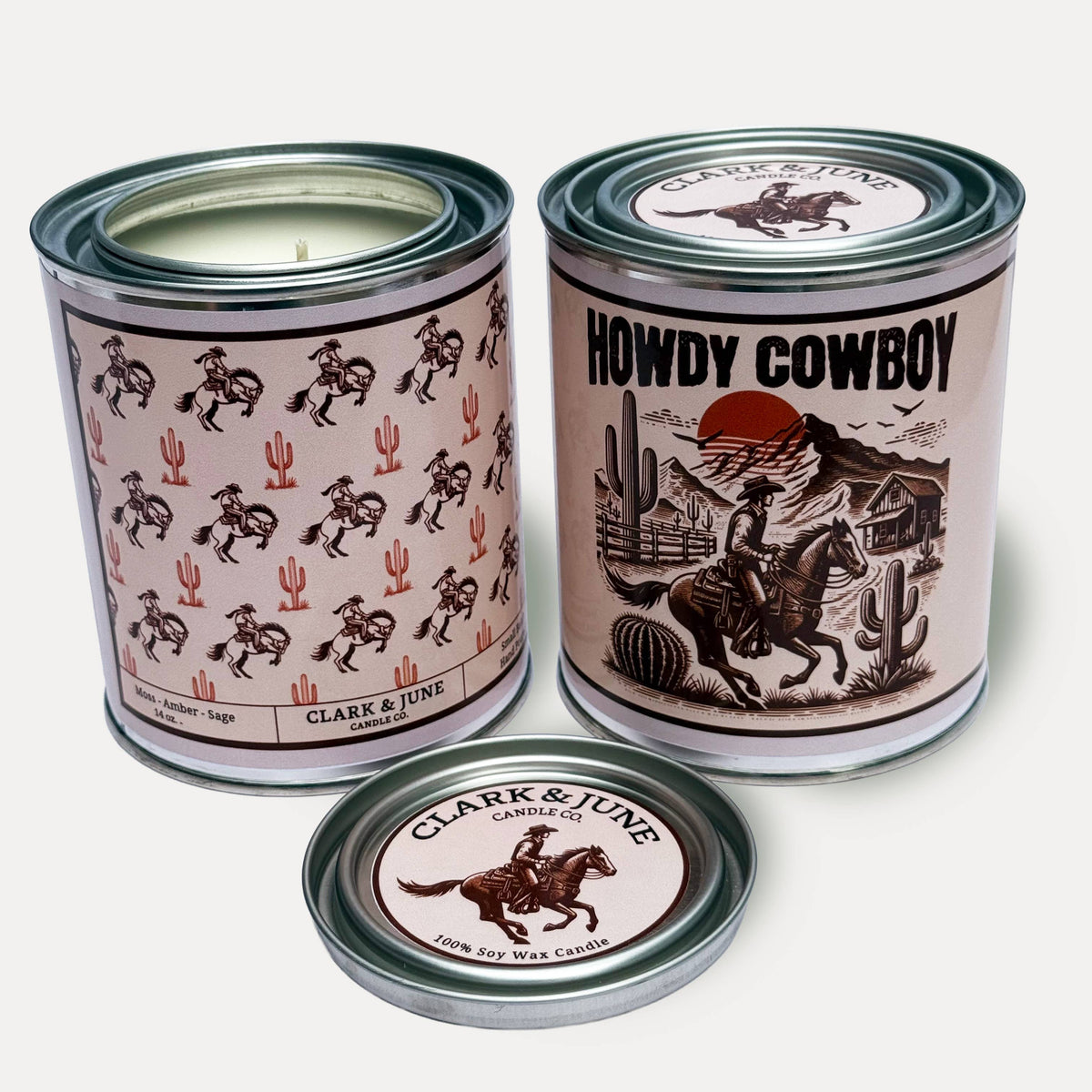 Howdy Cowboy Moss - Amber - Sage 14oz Soy Candle Western