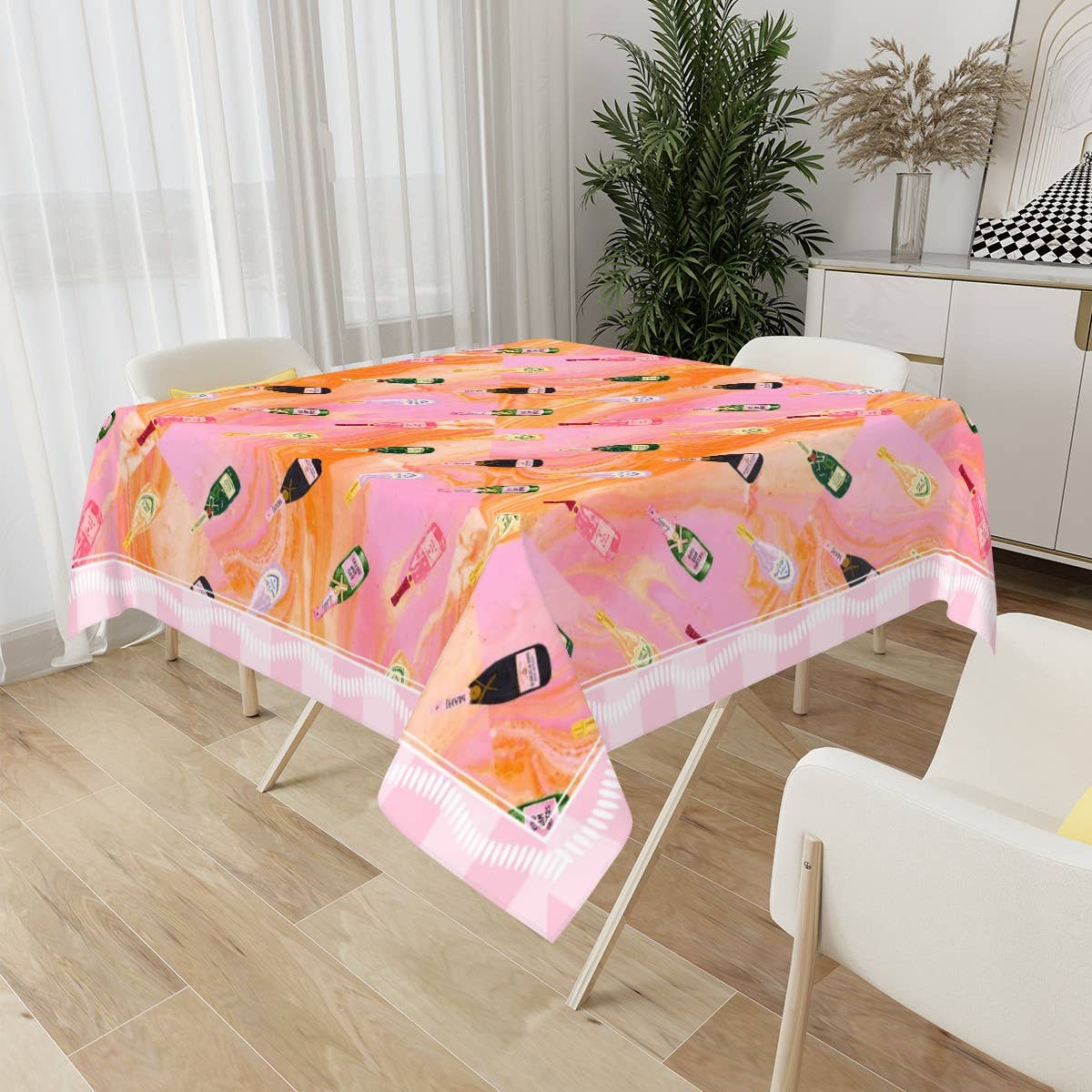 Champagne & Mahj Collection Tablecloth – 'Poppin’ Bottles'