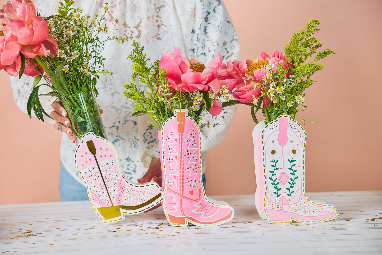 Boot Scoot Blooms Pop-Up Vase Slip Covers (set of 3)