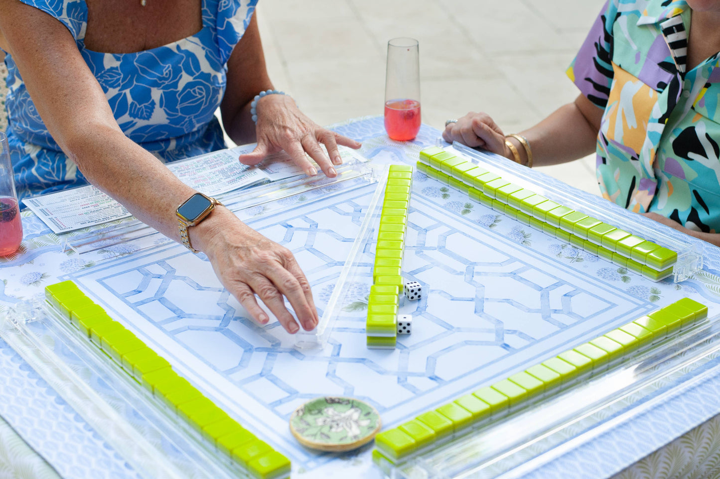The House of Hydrangea Mahjong Mat | Blue Floral