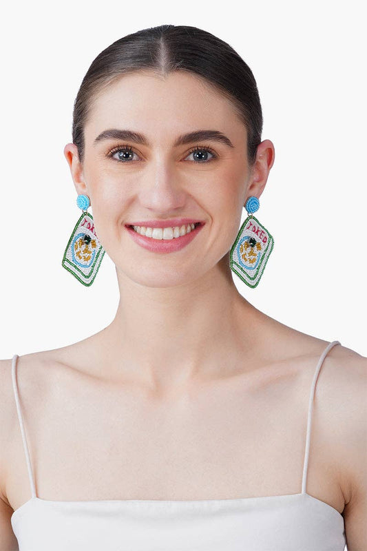 Mahjong Joker Beaded Earrings