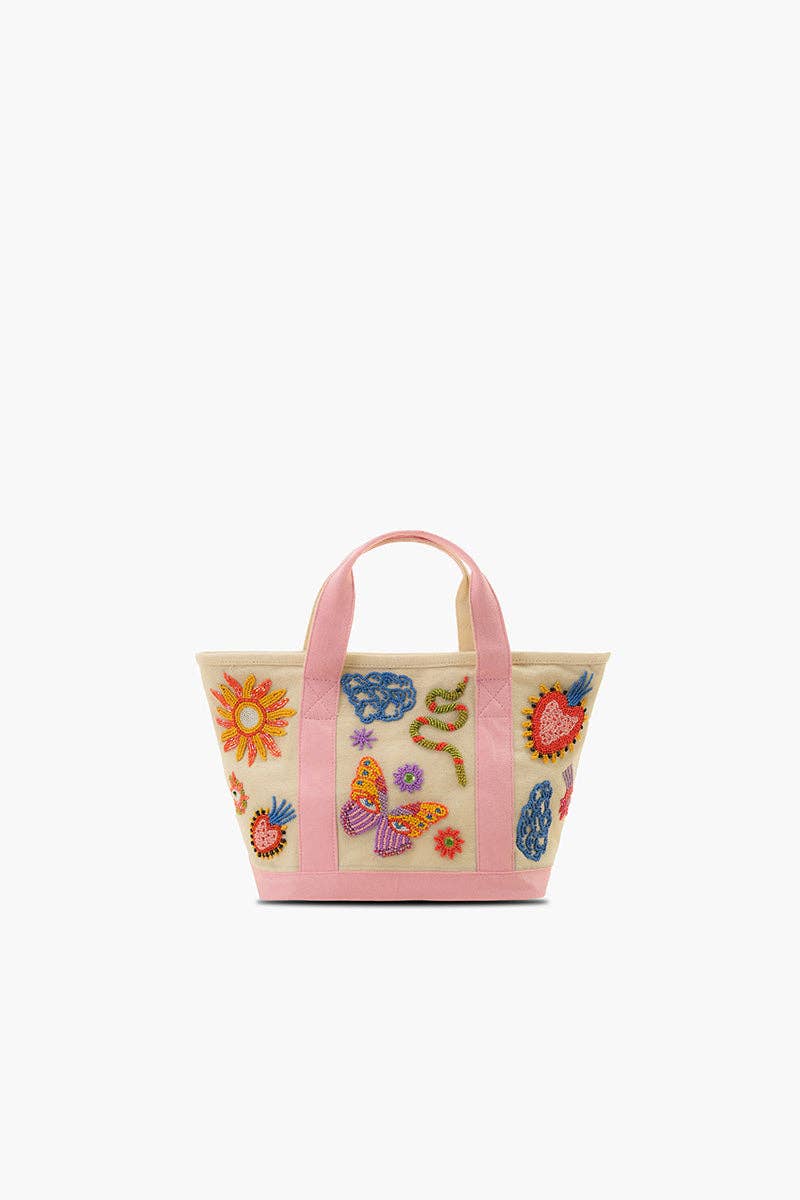 Whimsical Butterfly Beaded Small Boat Tote